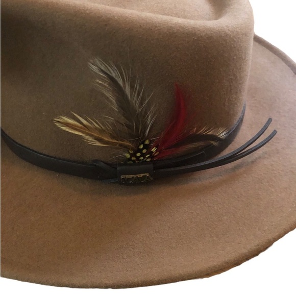 Scala 100% Wool Men’s Cowboy Durango Hat Brown Band W/Feather Sz. M Western - Picture 4 of 5